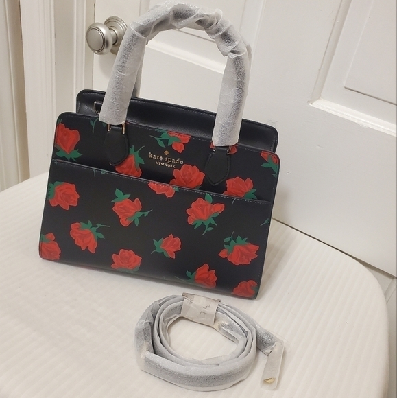 NWOT Kate Spade New York Madison Rose Toss Printed Medium Satchel, Unique - Picture 2 of 11